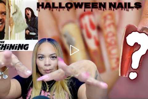 Crazy Halloween Nail Art | The Shining Nail Design | Builder Gel Nails Tutorial