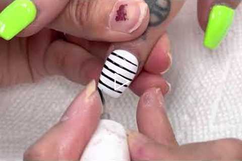 Simple black line nail art design Ideas for Halloween 2022/YouTube Amy Huynh