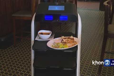 Robot servers working at Hawaii restaurant