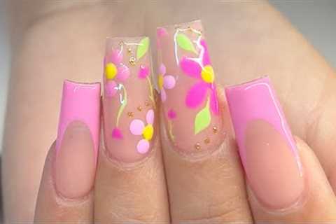 Spring Gel X Nails | Easy Flower Nail Art | Gel X Nail Tutorial