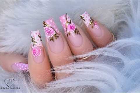 Mother''s day nails with roses. 🌹😍 Pink rose nail art. Best Nail designs