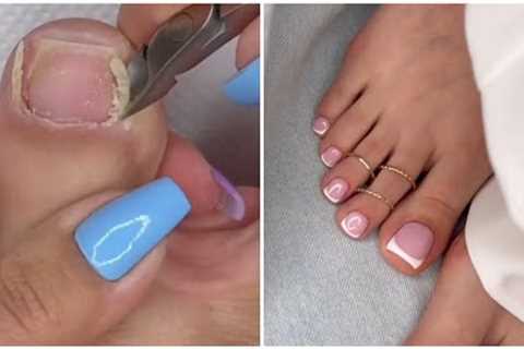 Most Satisfying Pedicure Transformation 😱 best nail polish for toes 2022