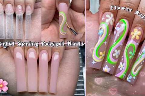 SPRING POLYGEL NAILS✨ HOW TO SPRING NAILS & FLOWER NAIL ART DESIGN | Nail Tutorial