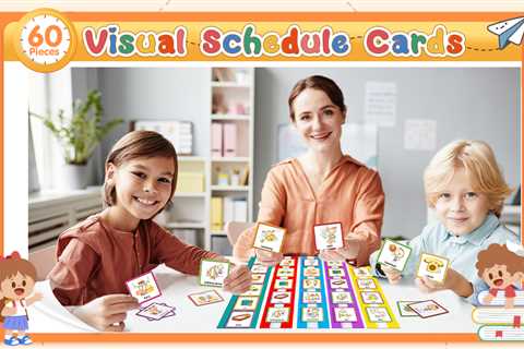 60 Pieces Visual Schedule Cards Chart Routine Cards Autism Learning Materials with Back Board and..