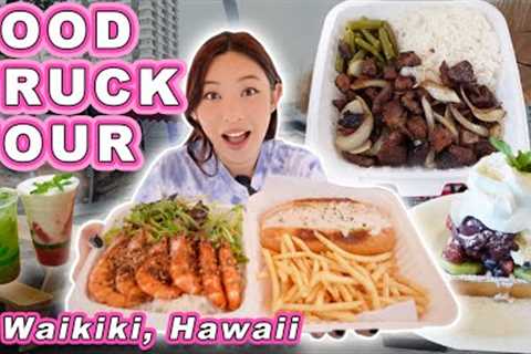 LOCAL FOOD TRUCK TOUR in WAIKIKI! || [Oahu, Hawaii] Garlic Shrimp, Acai Waffles & More!