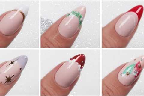 ❄️ 6 *EASY* Christmas Gel Nail Art Ideas! Subtle Christmas French Tip 🎄