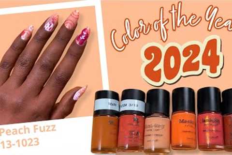 3 QUICK NAIL ART IDEAS Using 🍑 PEACH FUZZ - Color of the Year 2024 | 1-Minute Maniology